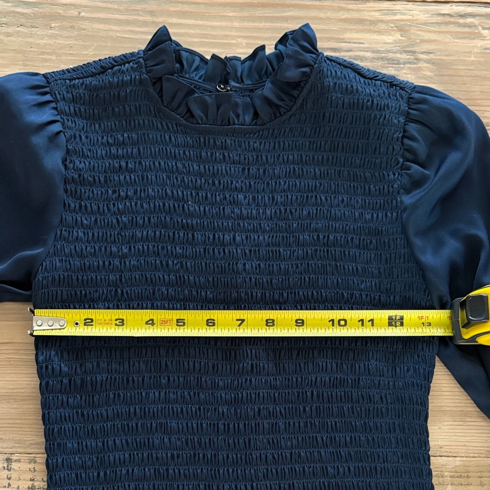 ALI & JAY Navy Long-Sleeve Smocked Ruffle Dress - Picture 6 of 6